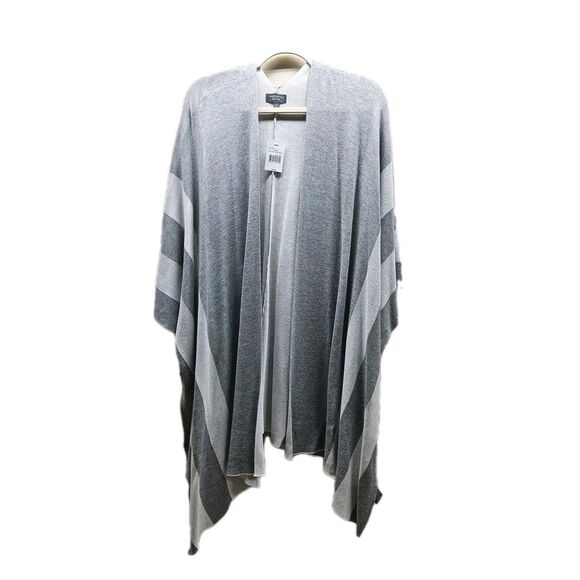 The Limited Womens Gray Stripe Open Front Shawl Poncho Size 2XL 3XL - Picture 1 of 6